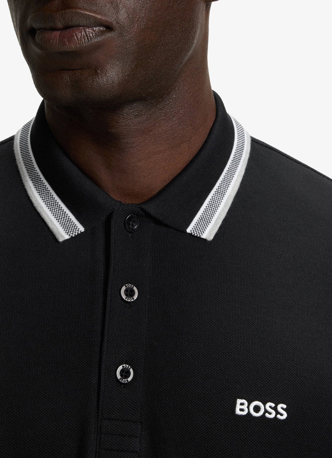 BOSS Paddy-polo van katoenpiqué - detail 5 zwart