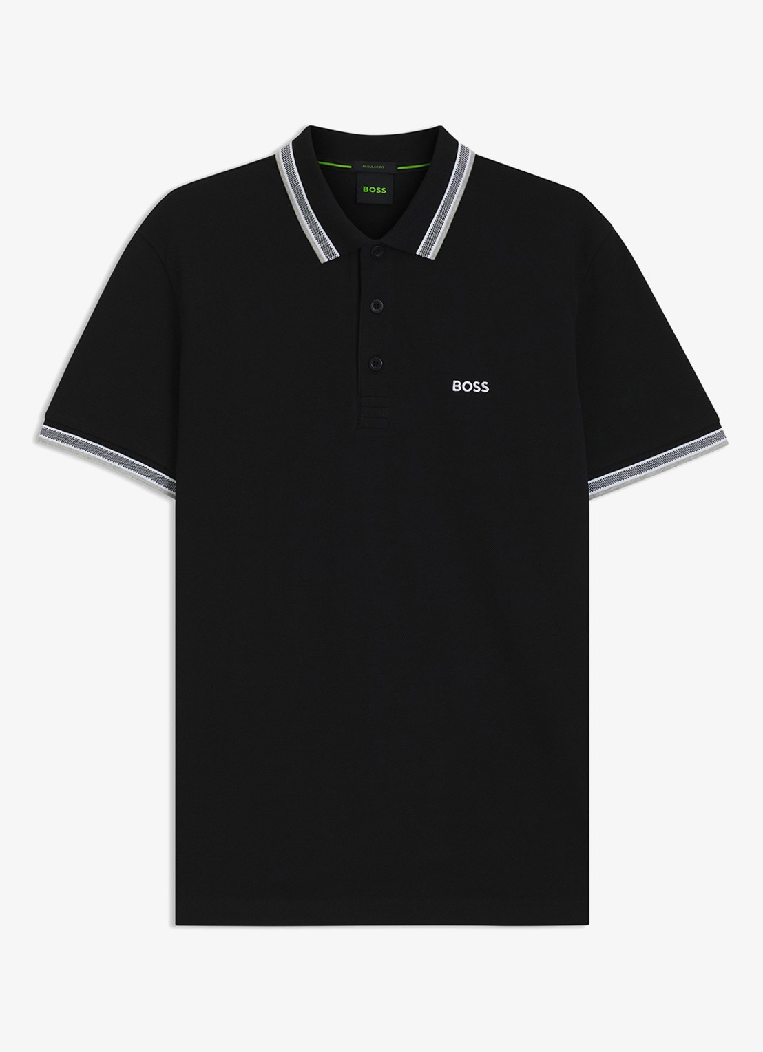 BOSS Paddy-polo van katoenpiqué - voorkant 2 zwart
