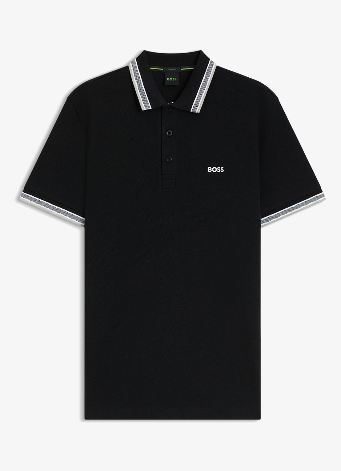 BOSS Paddy-polo van katoenpiqué - voorkant black-001 / zwart