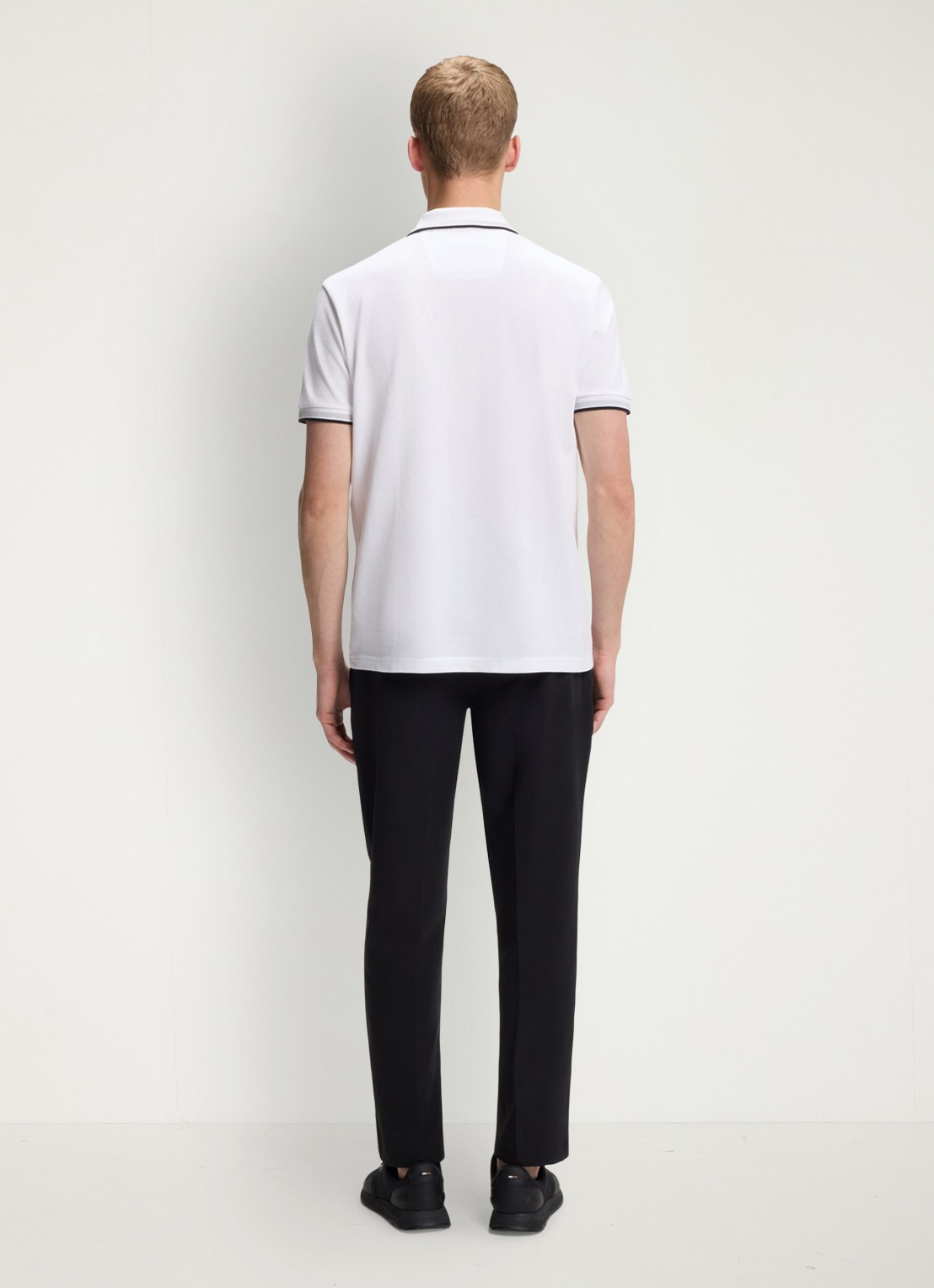 BOSS Paddy-polo van katoenpiqué - achterkant 4 white-100 / wit