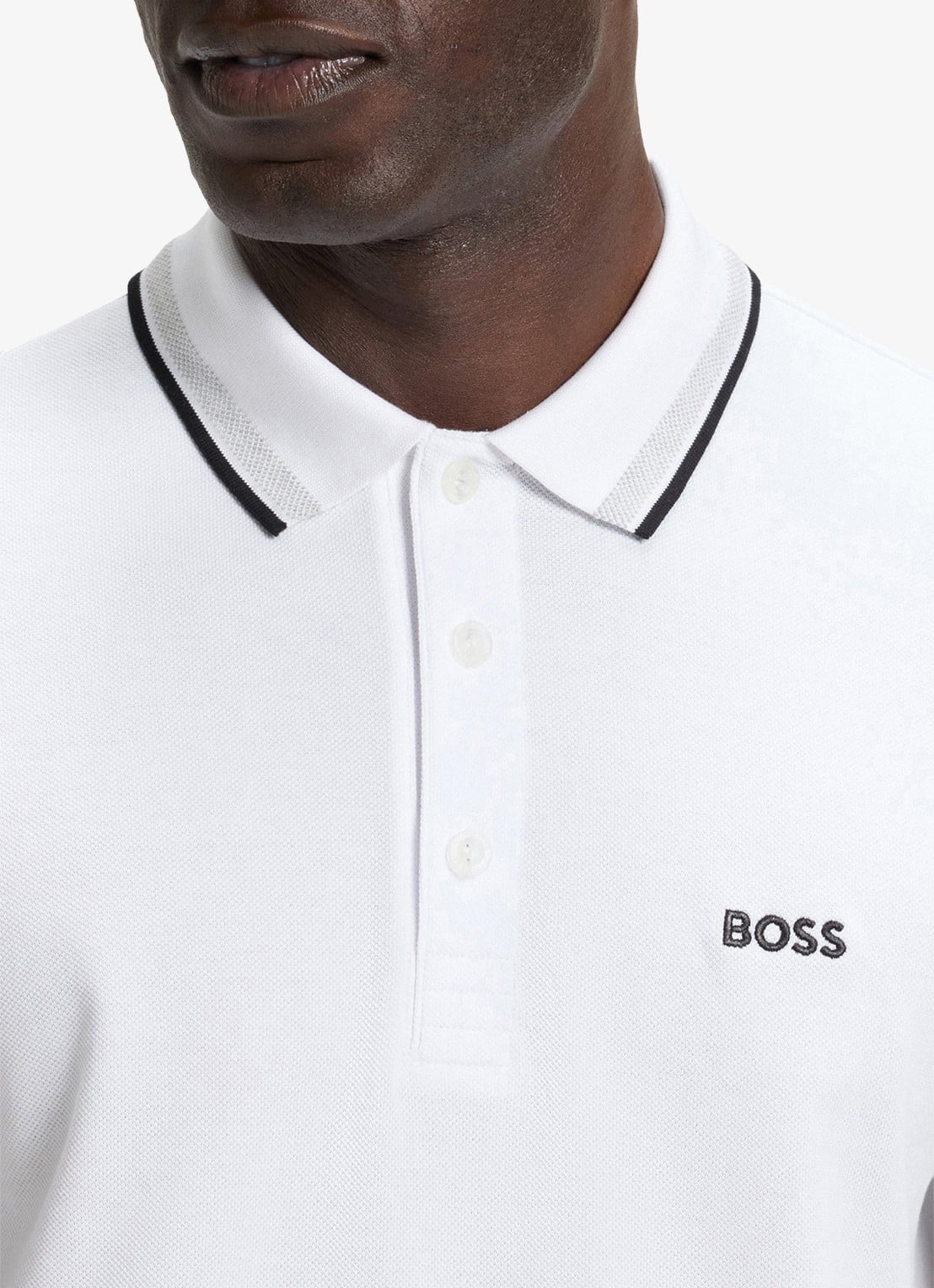 BOSS Paddy-polo van katoenpiqué - detail 7 white-100 / wit
