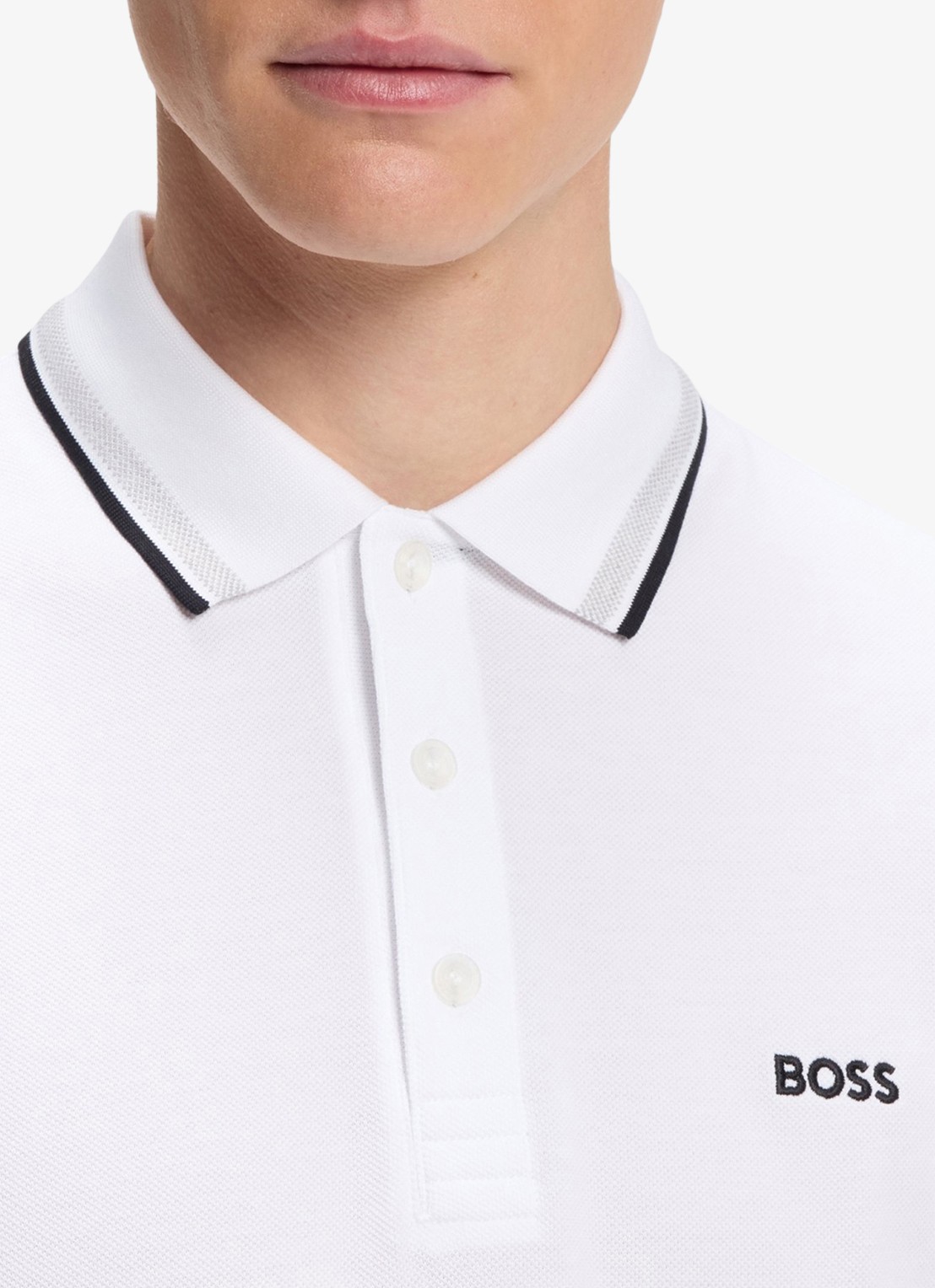 BOSS Paddy-polo van katoenpiqué - detail 8 white-100 / wit