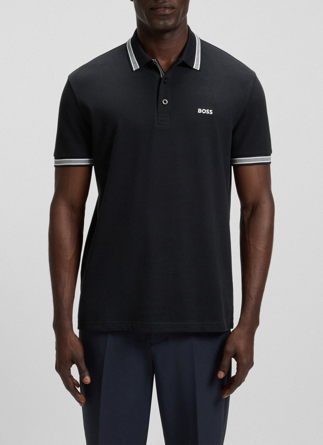 BOSS Paddy-polo van katoenpiqué - detail 4 dark blue-402 / blauw