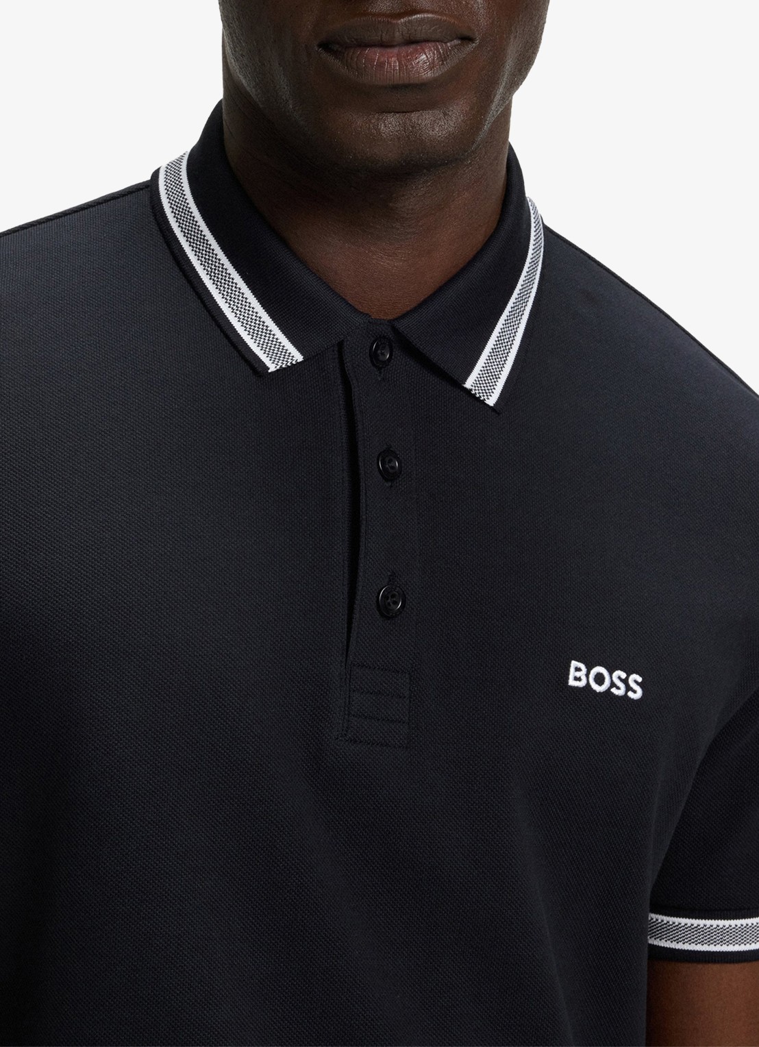 BOSS Paddy-polo van katoenpiqué - detail 5 dark blue-402 / blauw