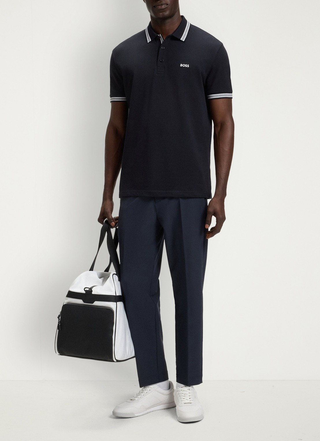 BOSS Paddy-polo van katoenpiqué - voorkant 2 dark blue-402 / blauw