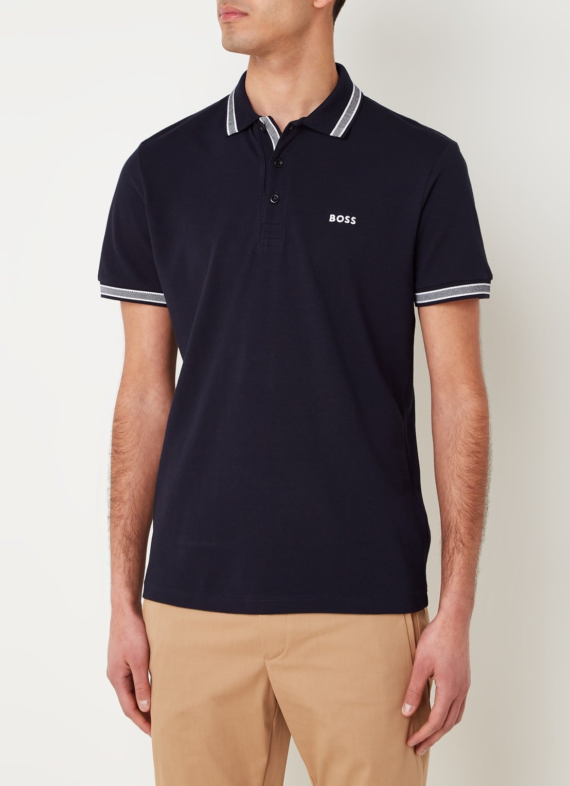 BOSS Paddy-polo van katoenpiqué - detail dark blue-402 / blauw
