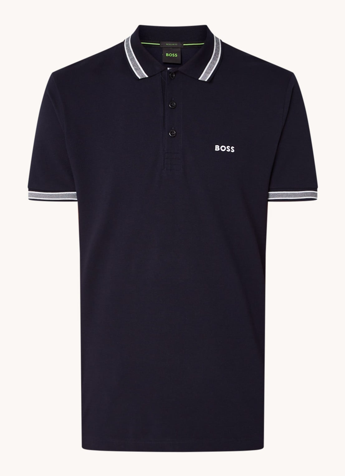 BOSS Paddy-polo van katoenpiqué - voorkant 2 dark blue-402 / blauw