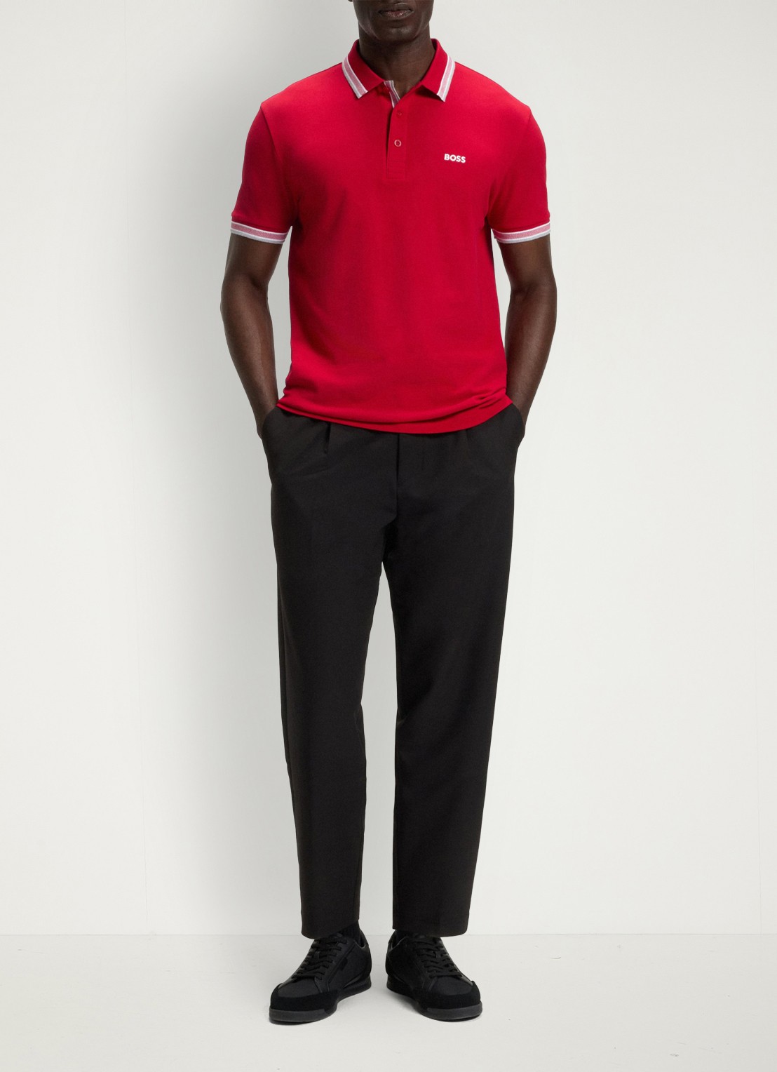 BOSS Paddy-polo van katoenpiqué - voorkant 2 medium red-610 / rood