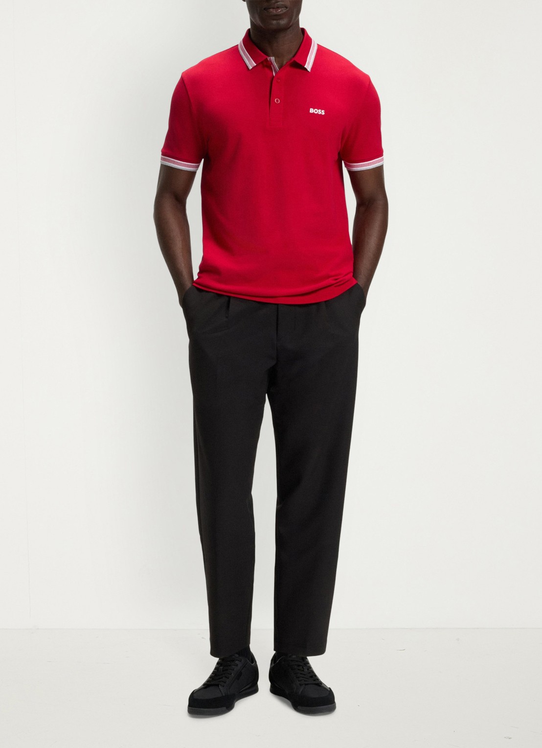 BOSS Paddy-polo van katoenpiqué - voorkant 2 medium red-610 / rood