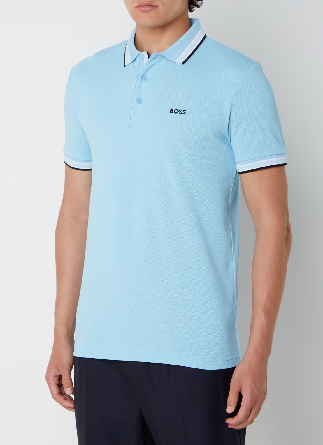 BOSS Paddy-polo van katoenpiqué - detail 2 bright blue-431 / blauw