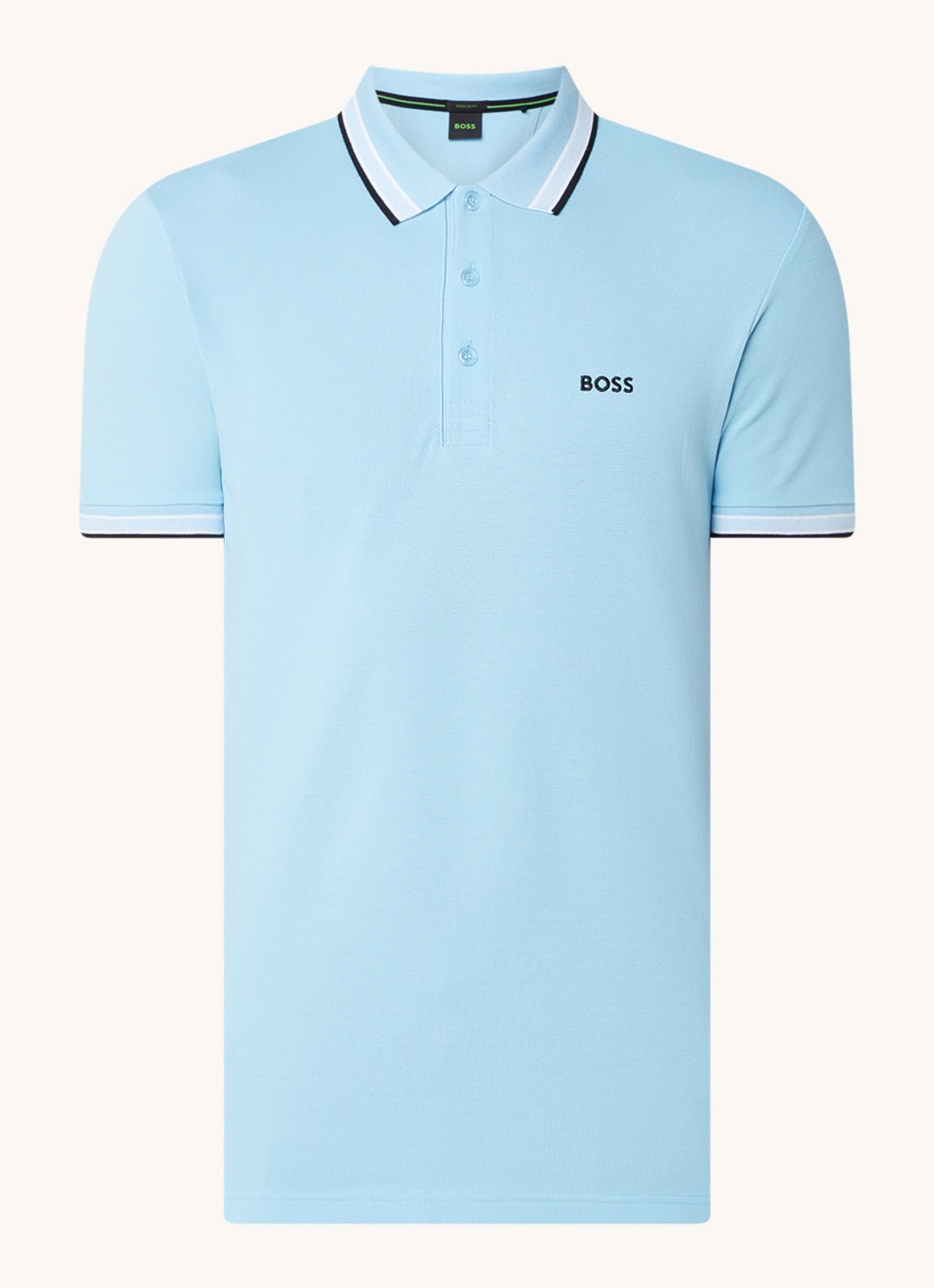 BOSS Paddy-polo van katoenpiqué - voorkant 3 bright blue-431 / blauw