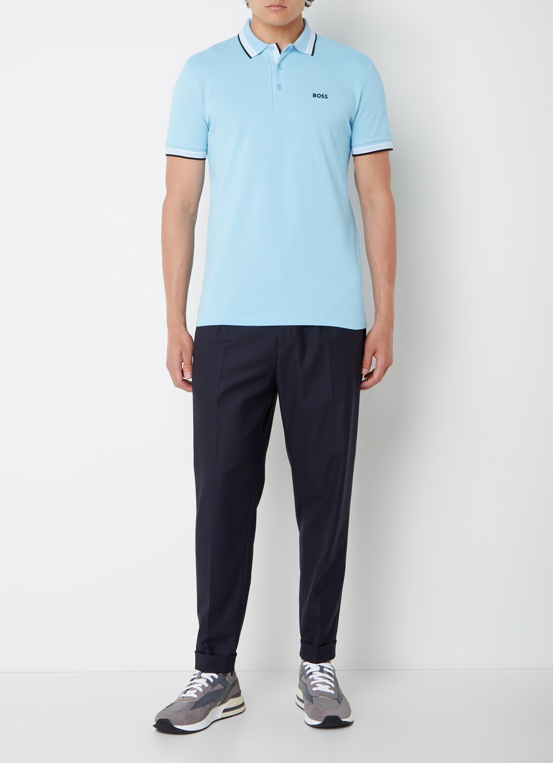 BOSS Paddy-polo van katoenpiqué - voorkant 4 bright blue-431 / blauw