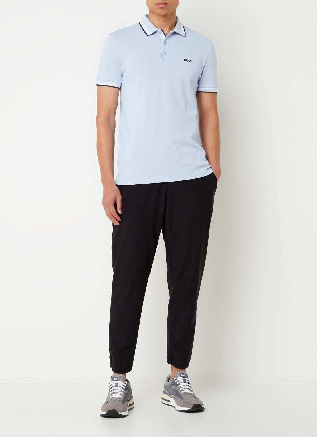 BOSS Paddy-polo van katoenpiqué - voorkant 3 light/pastel blue-450 / lichtblauw