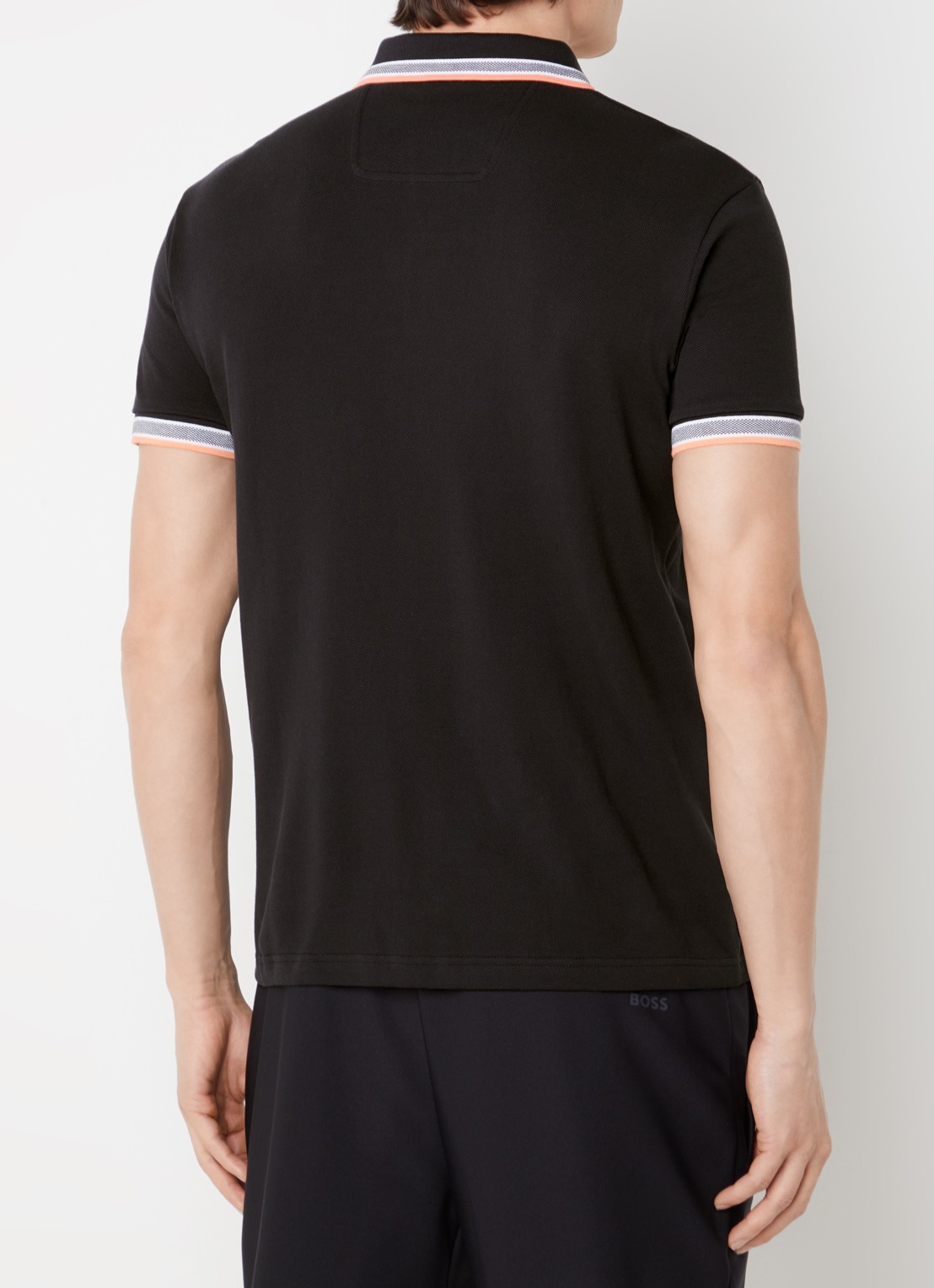BOSS Paddy-polo van katoenpiqué - achterkant black-003 / zwart