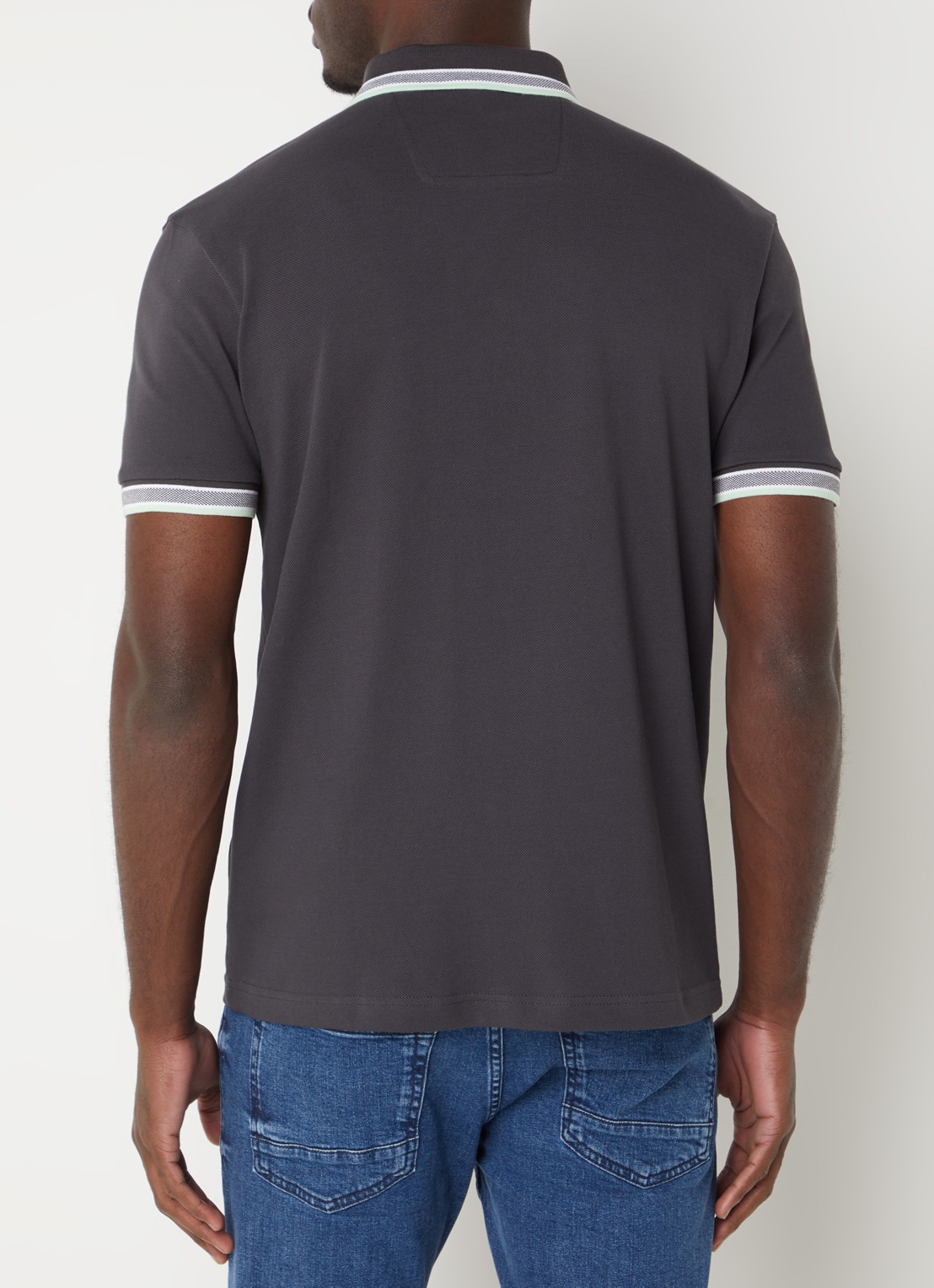 BOSS Paddy-polo van katoenpiqué - achterkant 4 charcoal-016 / grijs