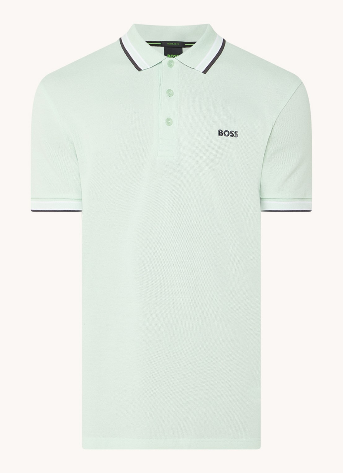 BOSS Paddy-polo van katoenpiqué - voorkant 2 open green-388 / groen