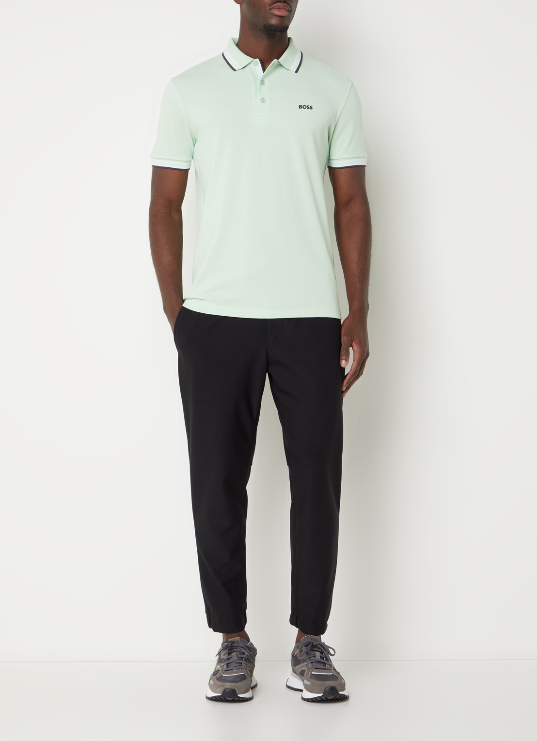 BOSS Paddy-polo van katoenpiqué - voorkant 3 open green-388 / groen