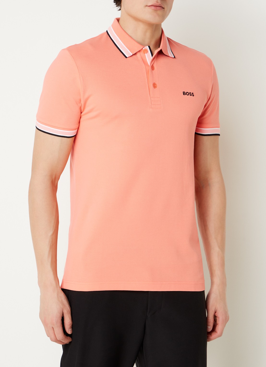 BOSS Paddy-polo van katoenpiqué - detail 4 open red-649 / rood
