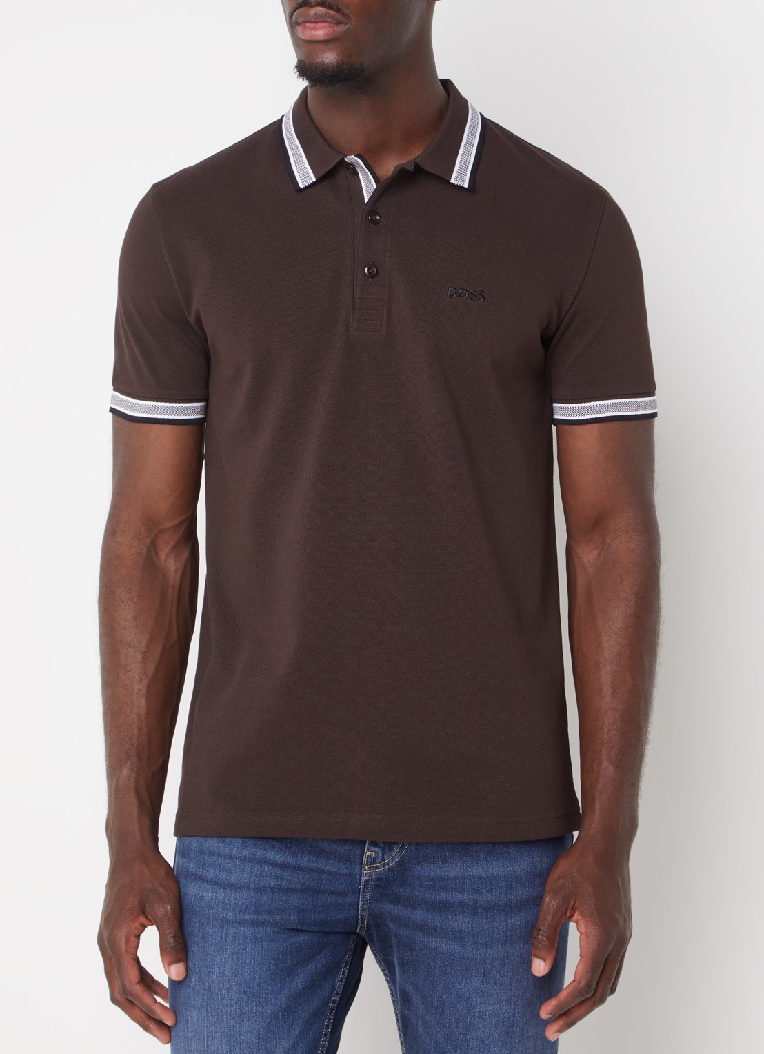 BOSS Paddy-polo van katoenpiqué - detail 4 medium brown-213 / bruin