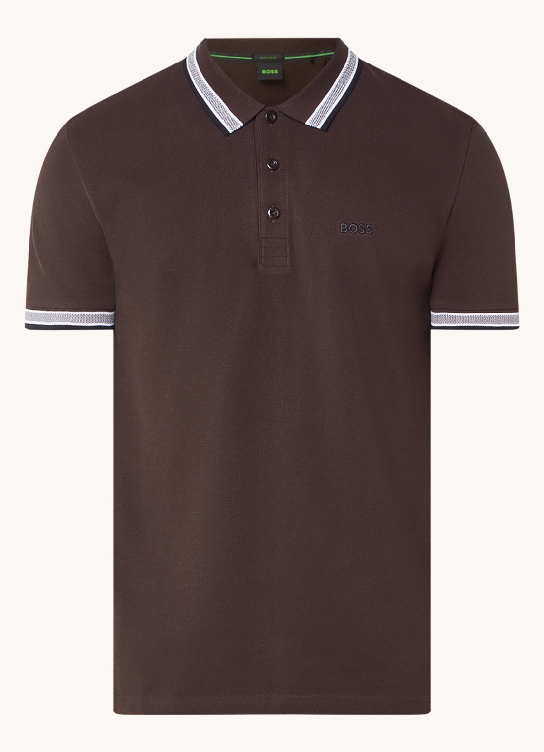 BOSS Paddy-polo van katoenpiqué - voorkant medium brown-213 / bruin