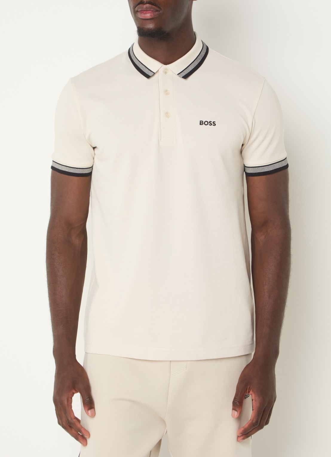 BOSS Paddy-polo van katoenpiqué - detail 4 open white-131 / wit