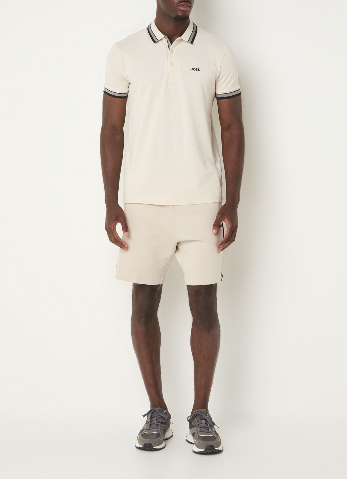 BOSS Paddy-polo van katoenpiqué - voorkant 2 open white-131 / wit