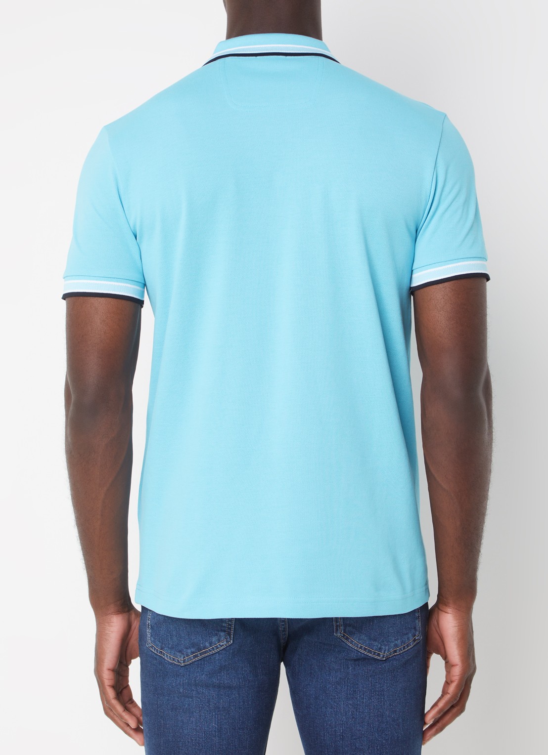 BOSS Paddy-polo van katoenpiqué - achterkant 4 turquoise/aqua-447 / blauw