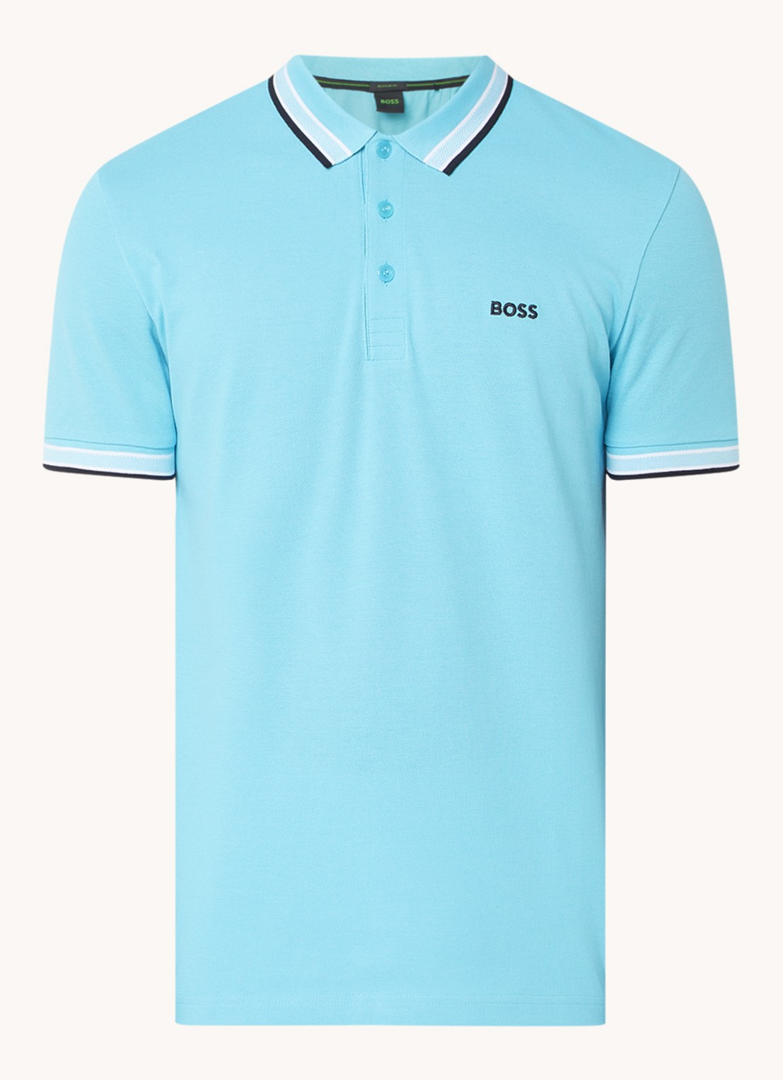 BOSS Paddy-polo van katoenpiqué - voorkant turquoise/aqua-447 / blauw