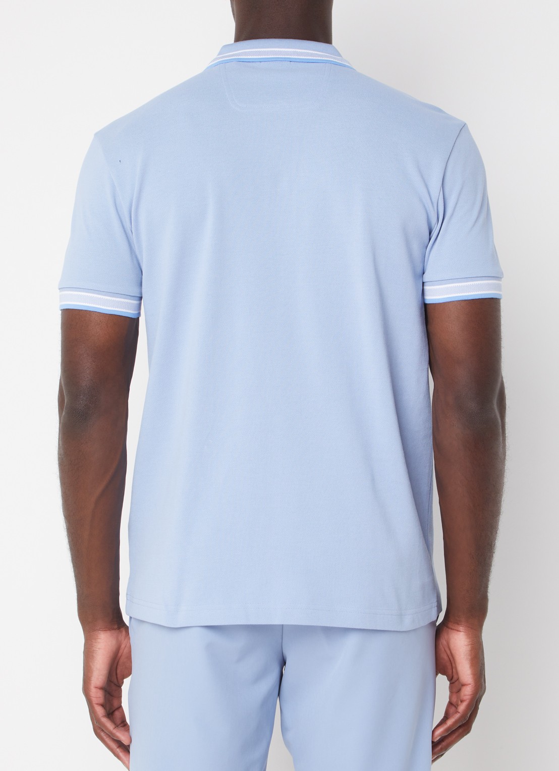BOSS Paddy-polo van katoenpiqué - achterkant 4 open blue-498 / blauw