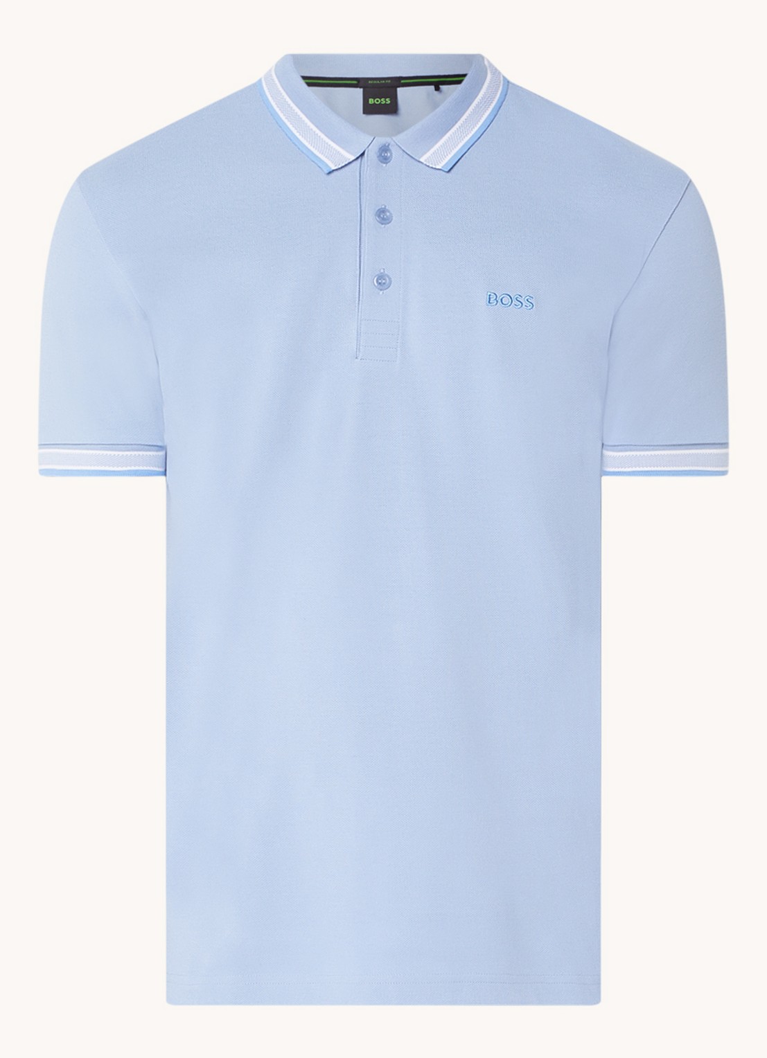 BOSS Paddy-polo van katoenpiqué - voorkant open blue-498 / blauw