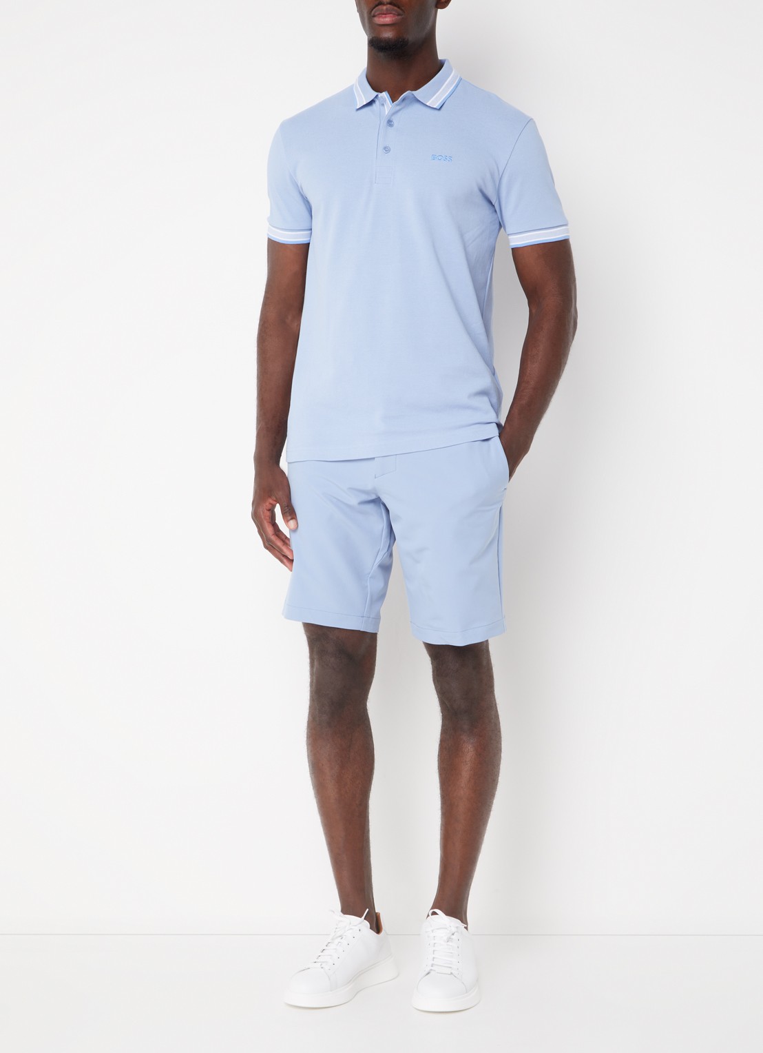 BOSS Paddy-polo van katoenpiqué - voorkant 2 open blue-498 / blauw
