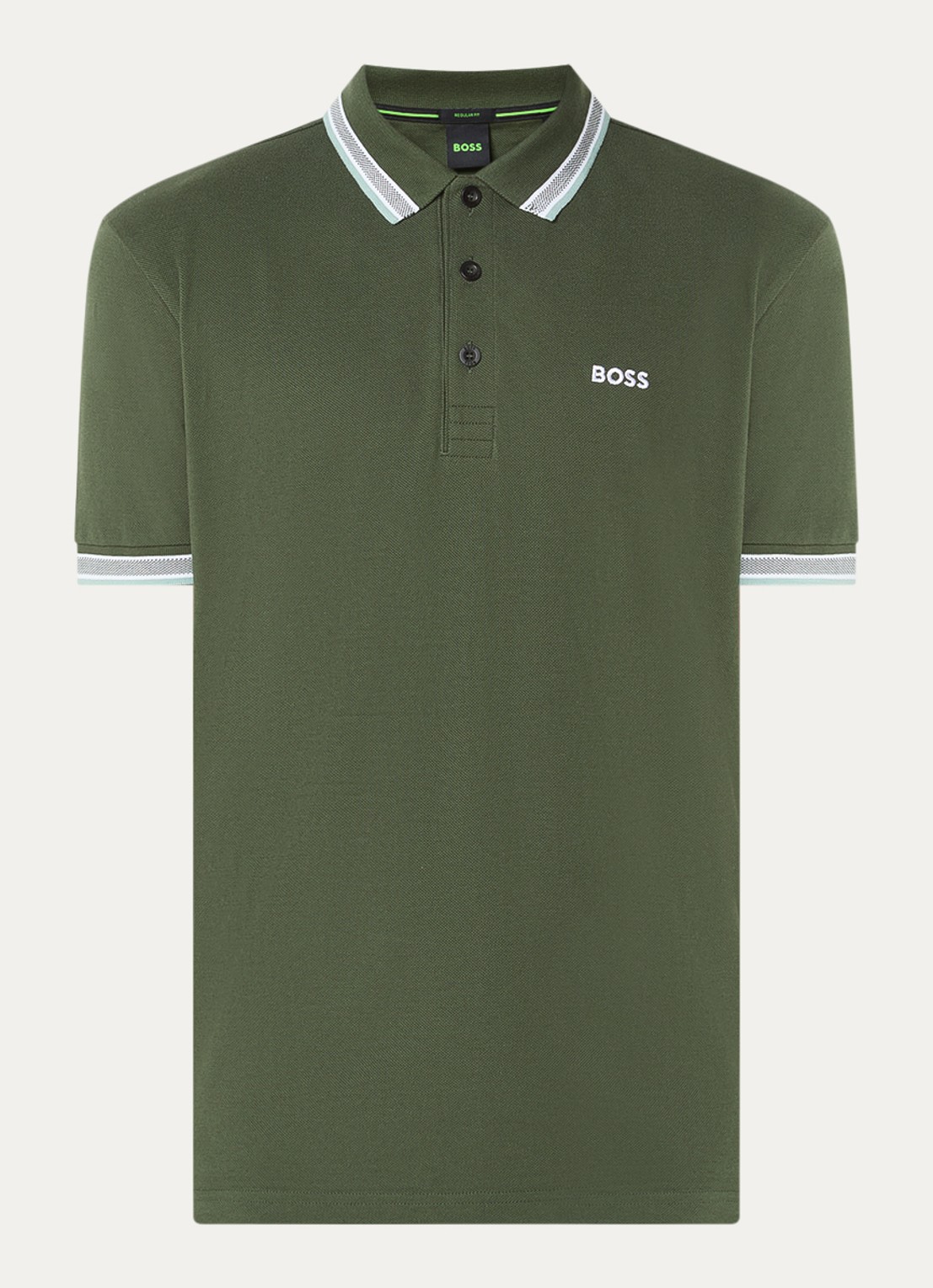 BOSS Paddy-polo van katoenpiqué - voorkant 2 open green-355 / groen