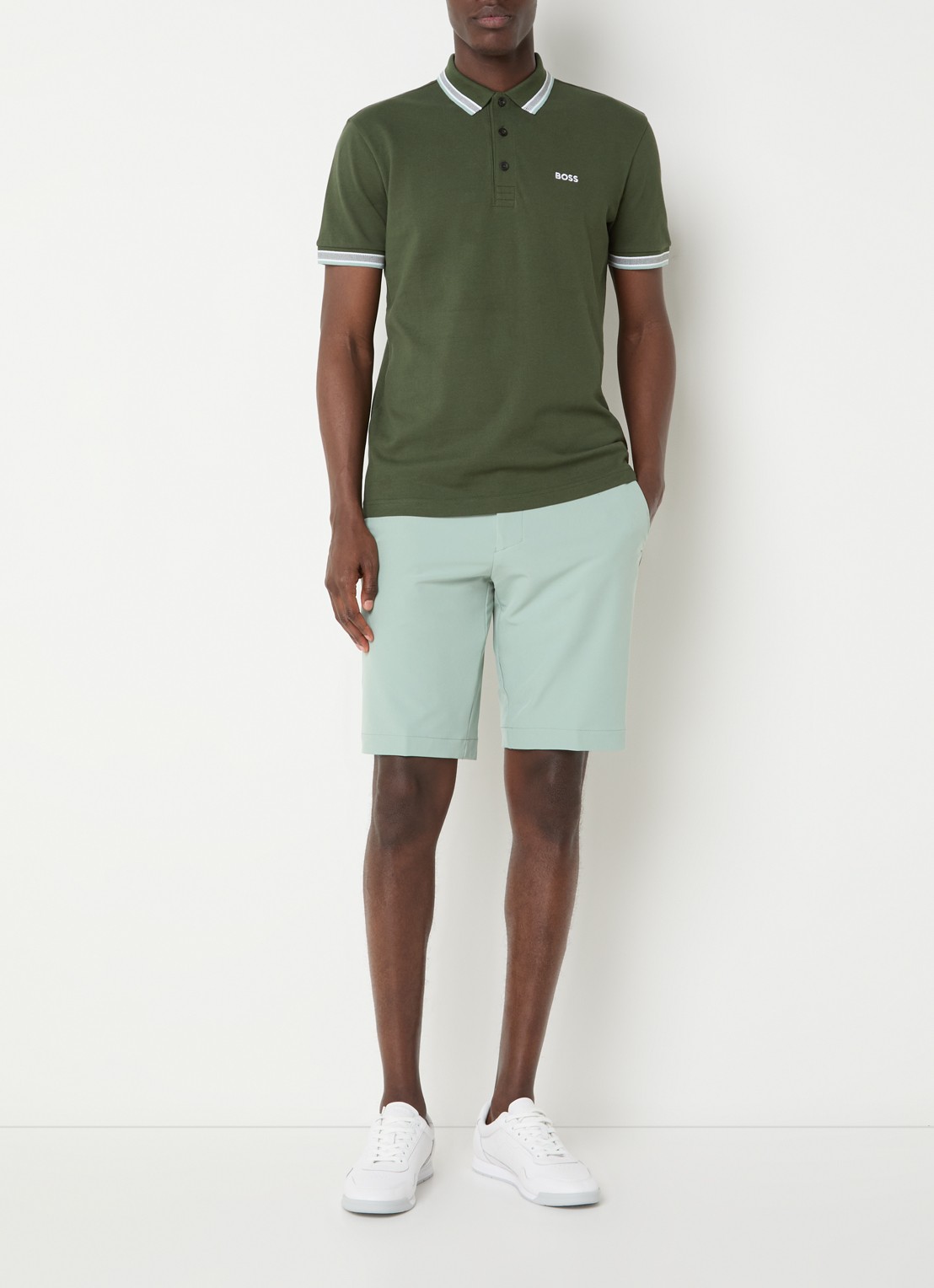 BOSS Paddy-polo van katoenpiqué - voorkant 3 open green-355 / groen