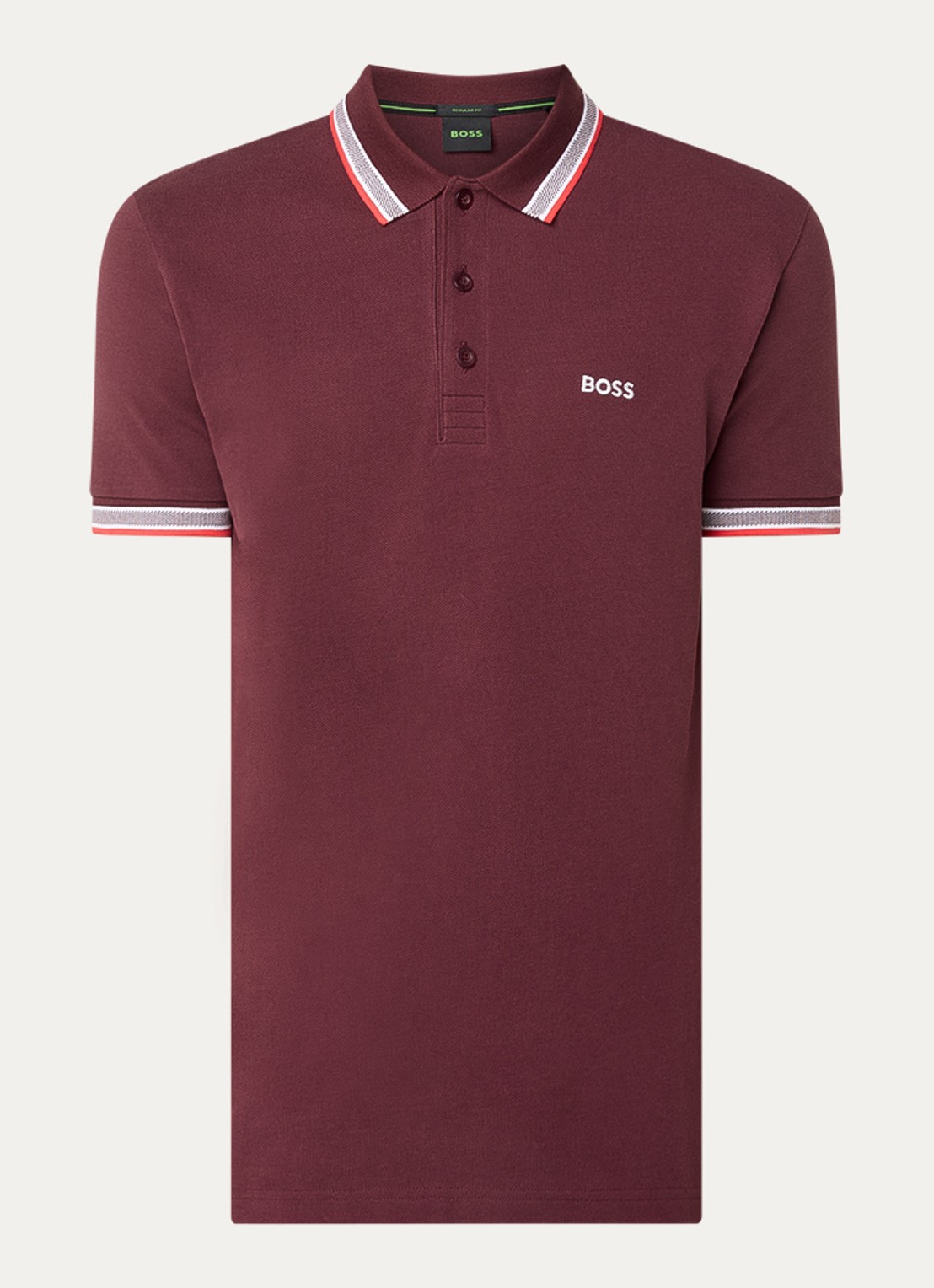 BOSS Paddy-polo van katoenpiqué - voorkant 2 medium red-614 / rood