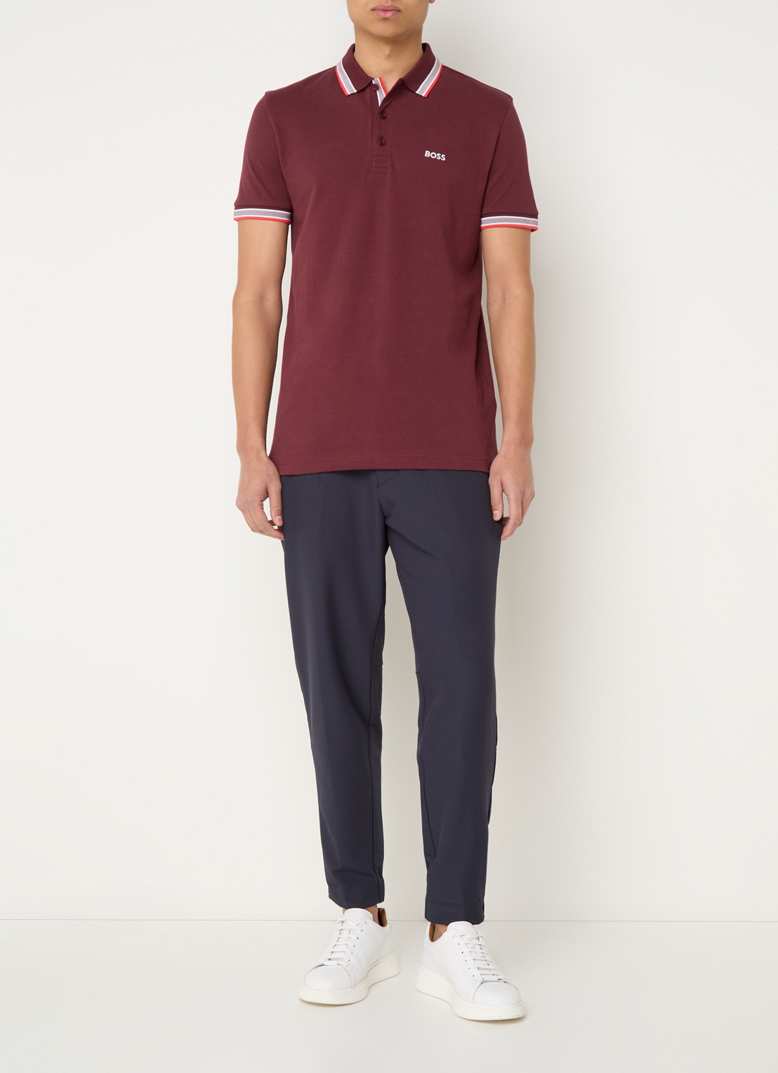 BOSS Paddy-polo van katoenpiqué - voorkant 3 medium red-614 / rood
