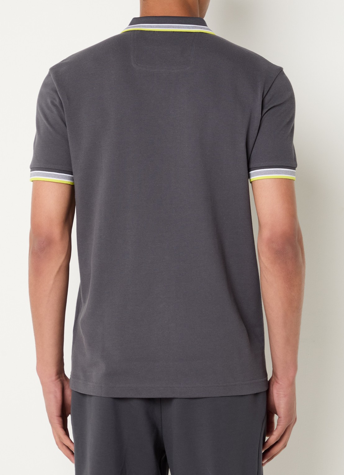 BOSS Paddy-polo van katoenpiqué - achterkant dark grey-029 / grijs