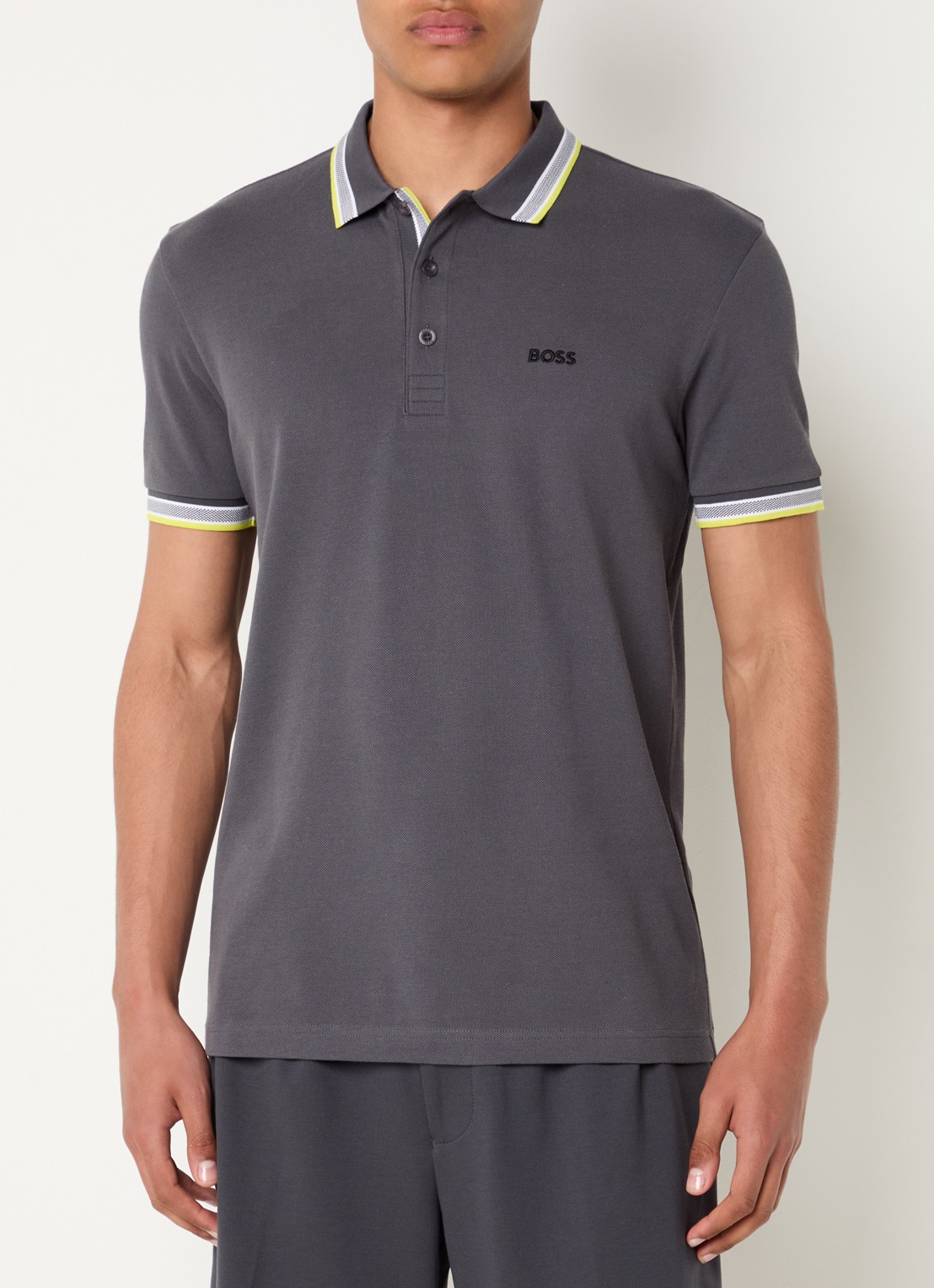 BOSS Paddy-polo van katoenpiqué - detail 4 dark grey-029 / grijs