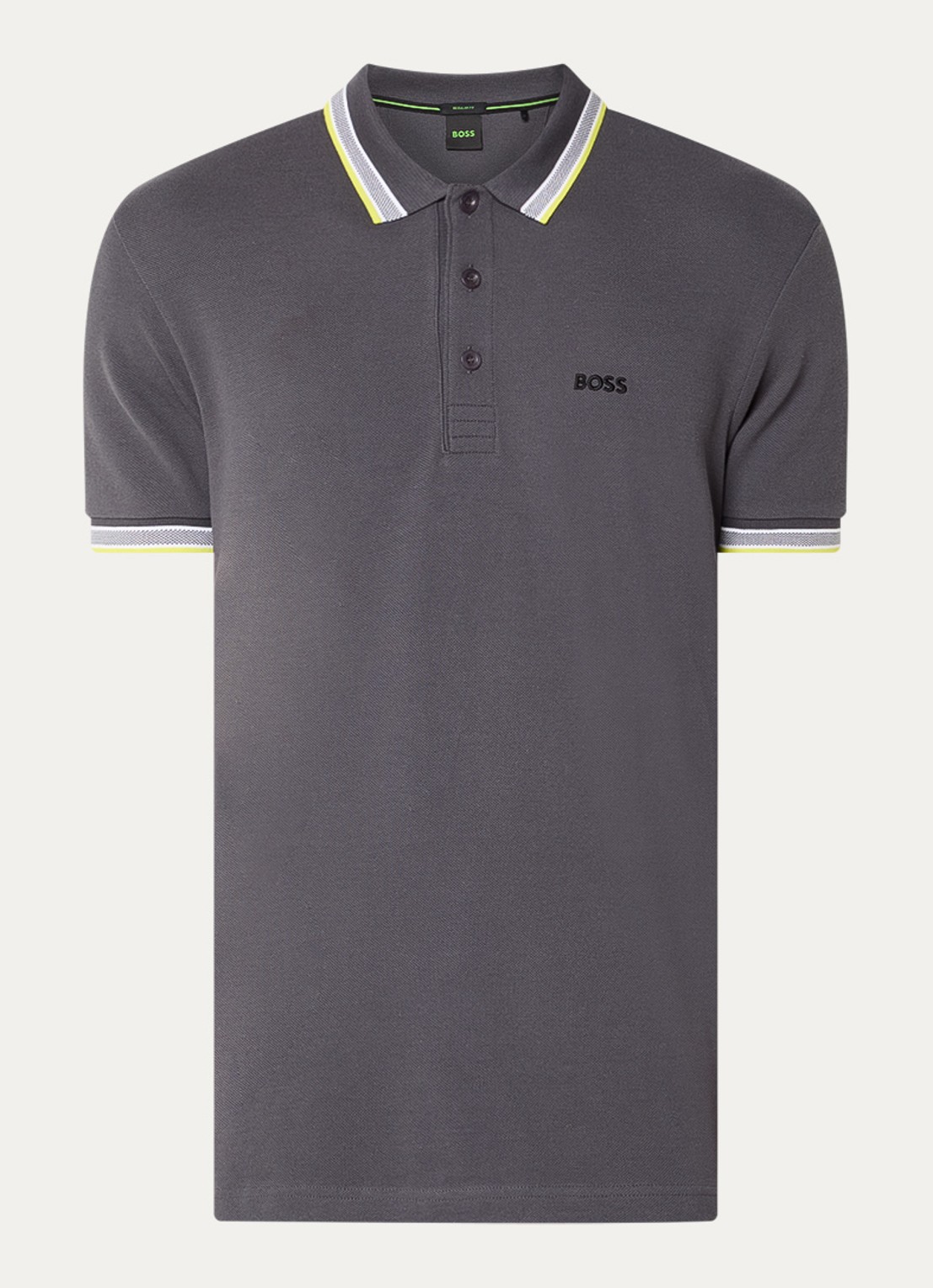 BOSS Paddy-polo van katoenpiqué - voorkant 2 dark grey-029 / grijs