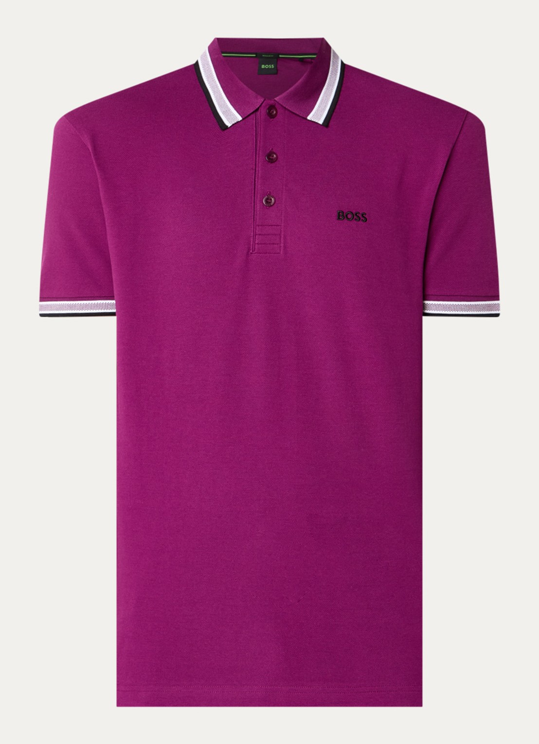 BOSS Paddy-polo van katoenpiqué - voorkant bright pink-674 / paars