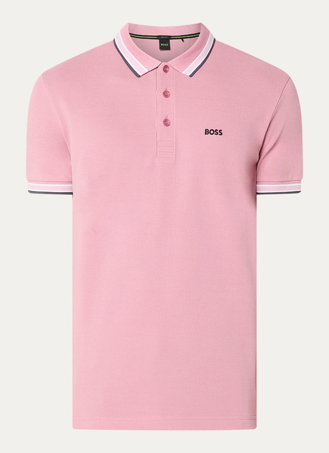 BOSS Paddy-polo van katoenpiqué - voorkant 3 open pink-696 / roze