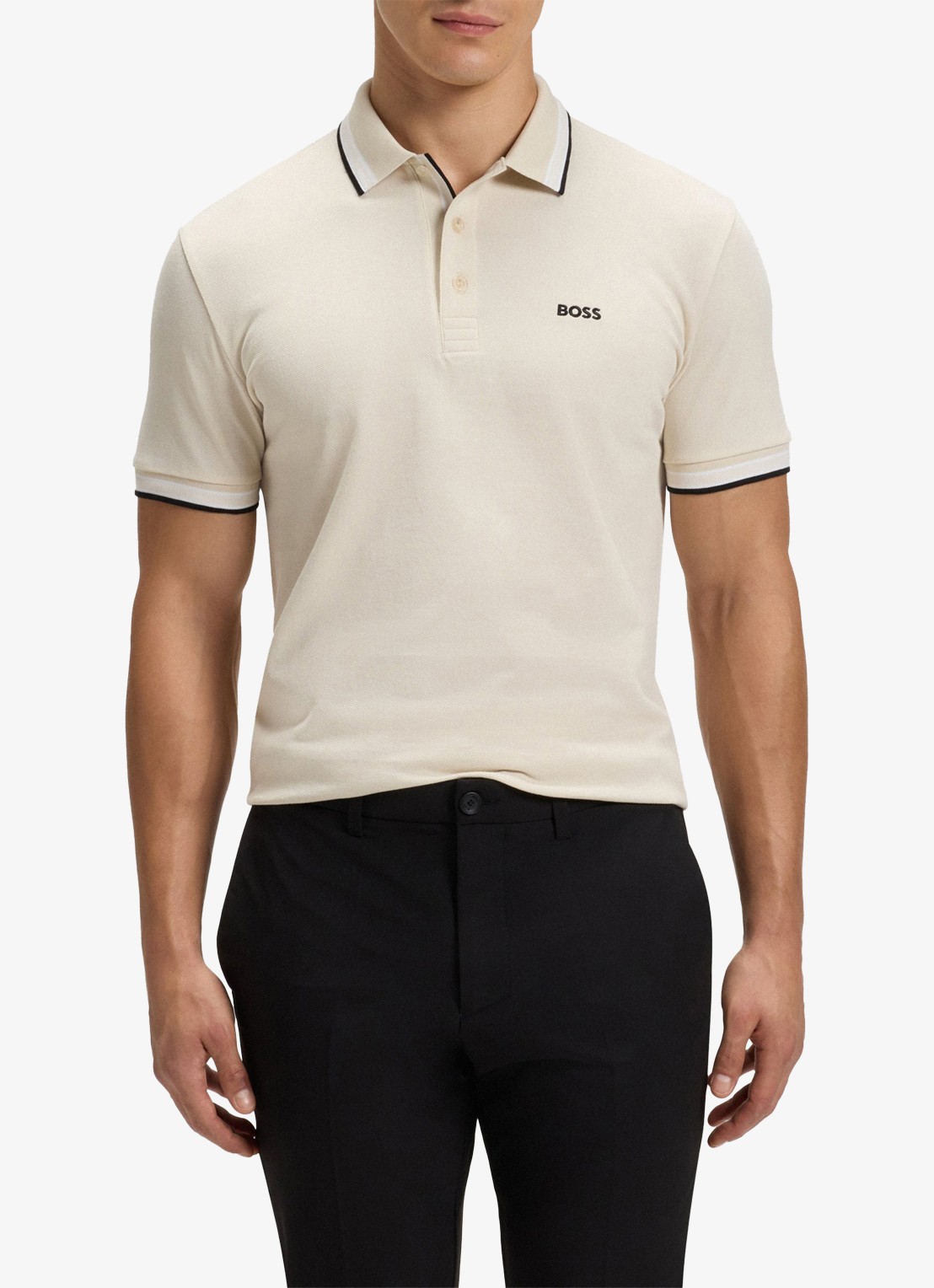 BOSS Paddy-polo van katoenpiqué - detail 4 open white-133 / wit