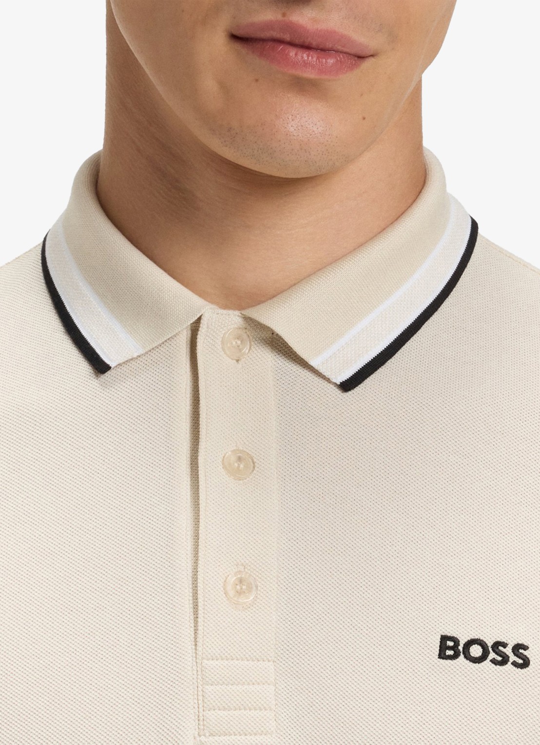 BOSS Paddy-polo van katoenpiqué - detail 5 open white-133 / wit