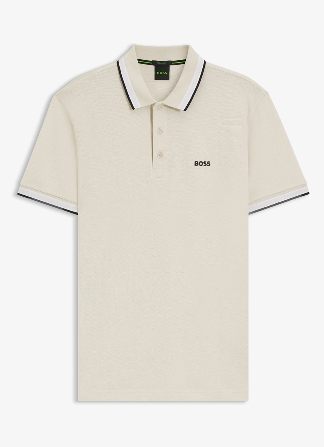 BOSS Paddy-polo van katoenpiqué - voorkant open white-133 / wit