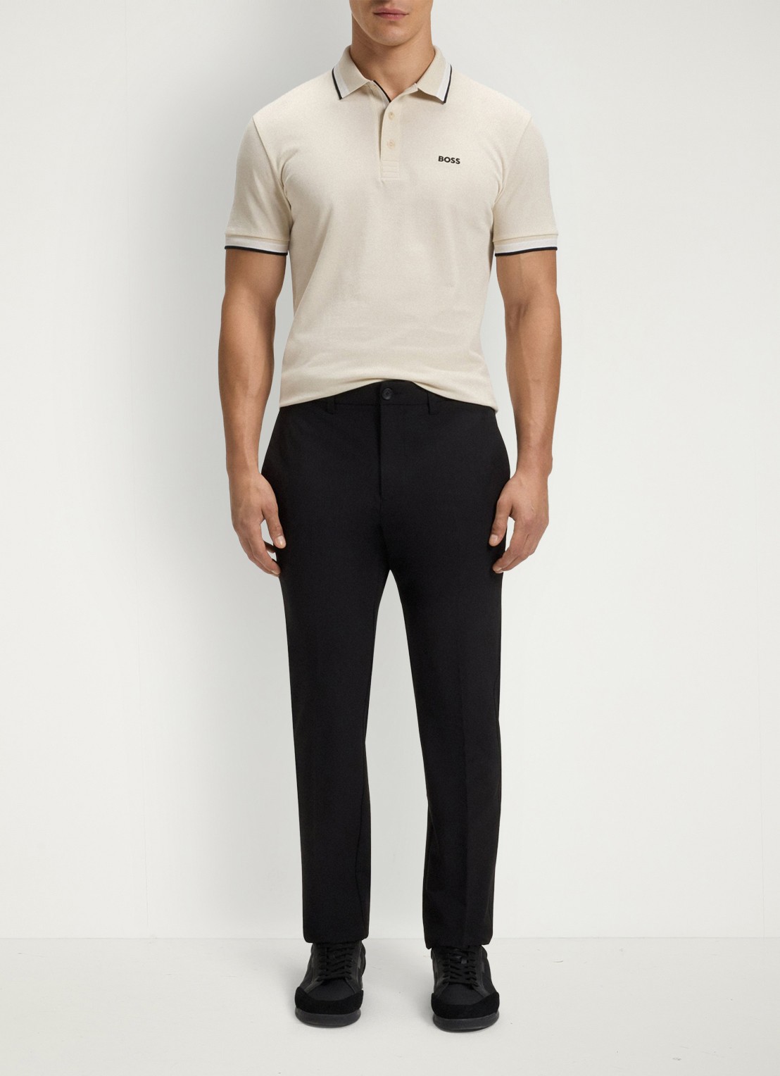 BOSS Paddy-polo van katoenpiqué - voorkant 2 open white-133 / wit