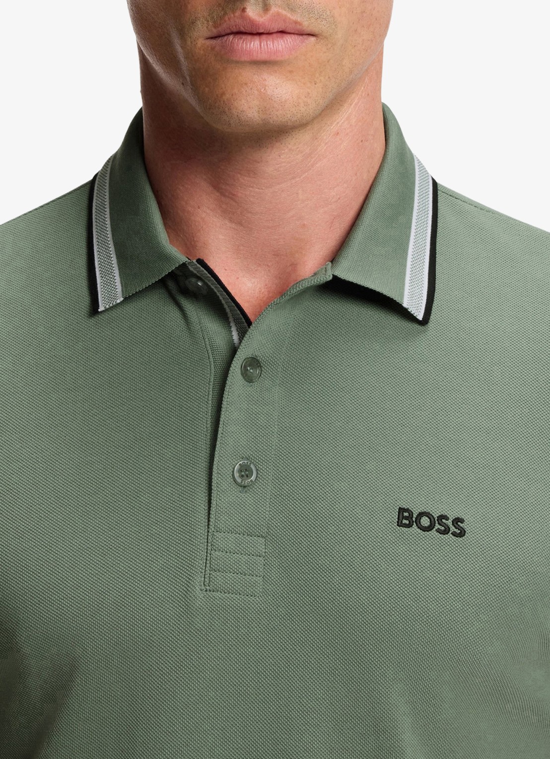BOSS Paddy-polo van katoenpiqué - detail 5 open green-359 / groen