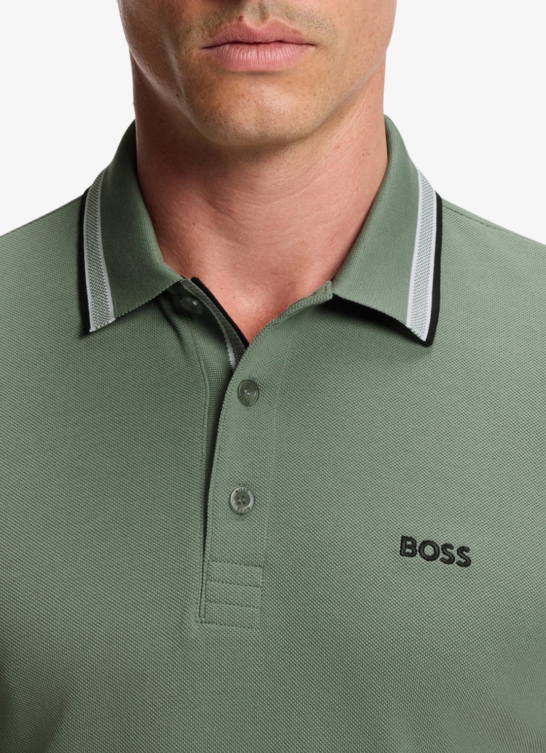 BOSS Paddy-polo van katoenpiqué - detail 5 open green-359 / groen