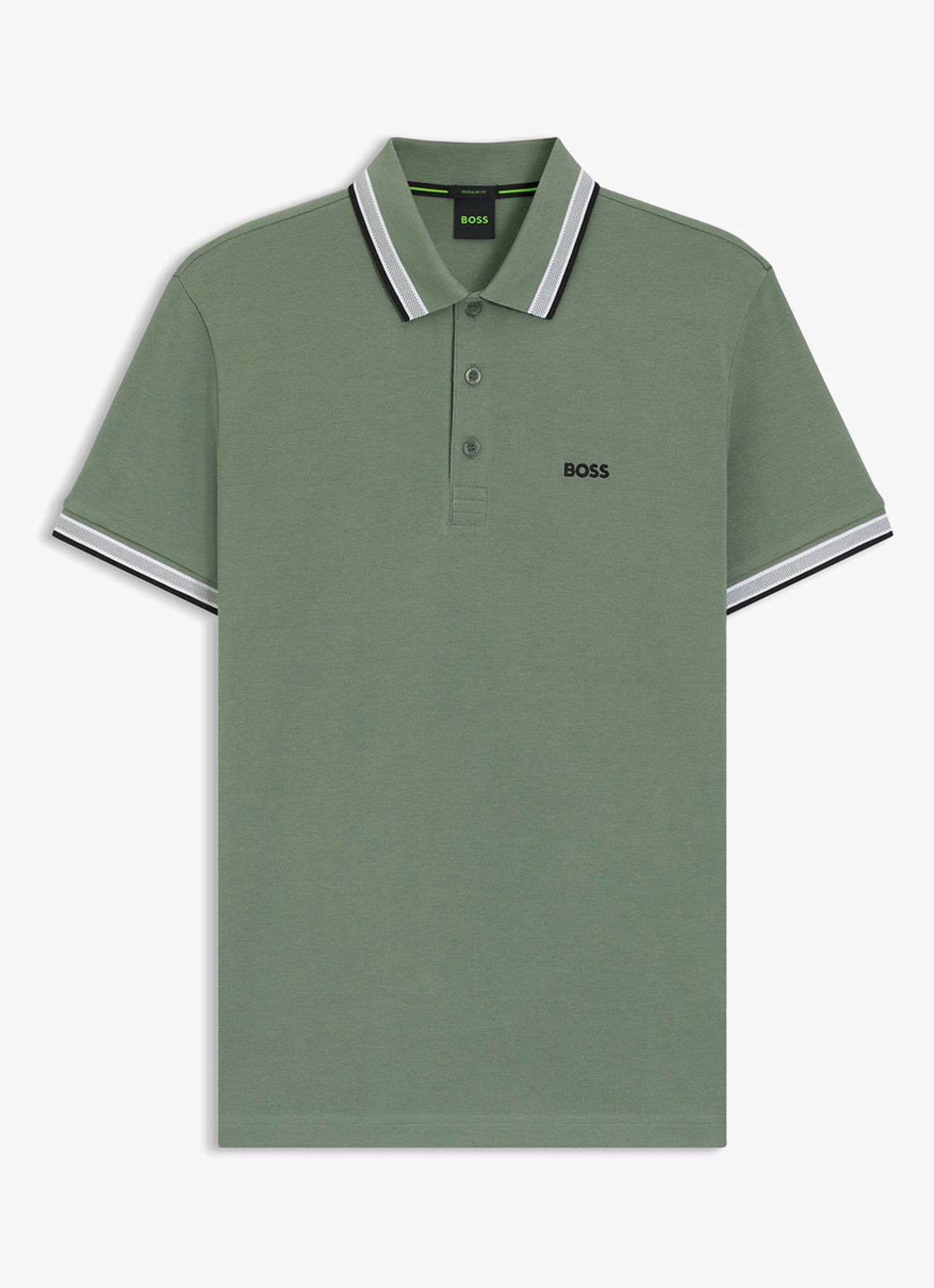 BOSS Paddy-polo van katoenpiqué - voorkant 2 open green-359 / groen