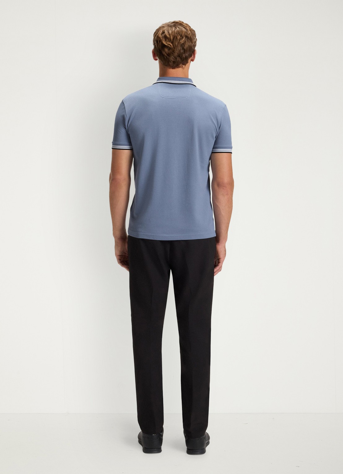 BOSS Paddy-polo van katoenpiqué - achterkant open blue-490 / blauw