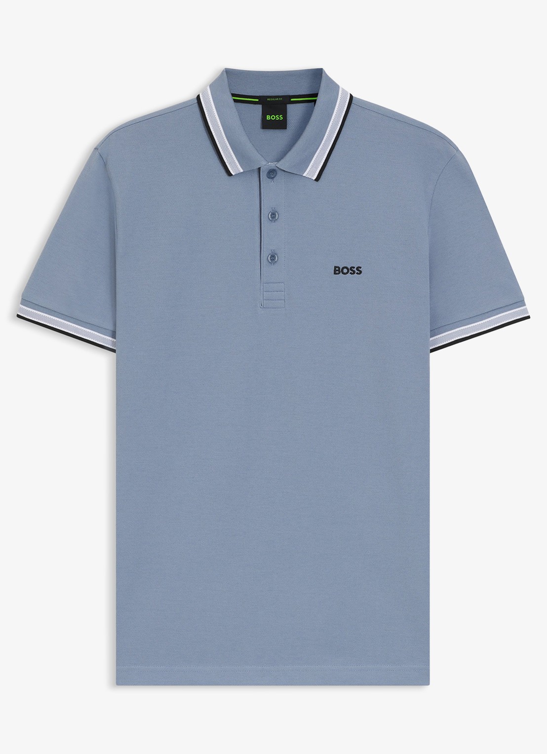 BOSS Paddy-polo van katoenpiqué - voorkant 2 open blue-490 / blauw