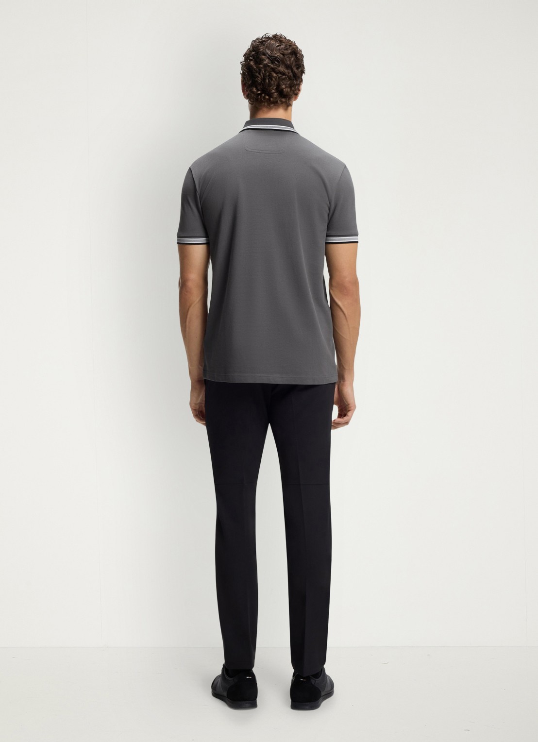 BOSS Paddy-polo van katoenpiqué - achterkant 5 open grey-071 / grijs